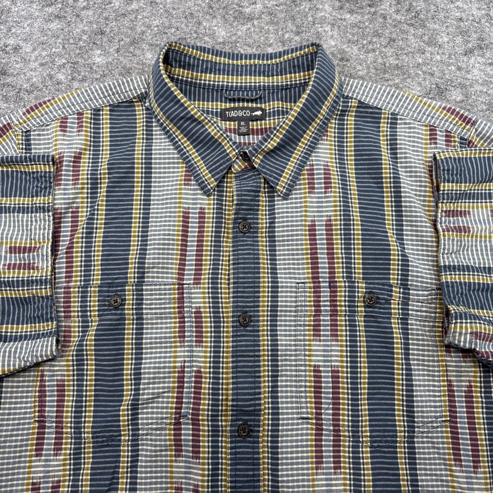 Toad and Co Smythy shirt men's XL ink blue organic cotton short sleeve pockets